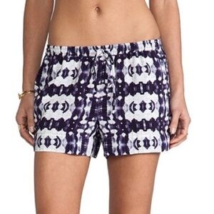 Twelfth Street by Cynthia Vincent purple blue Batik Print Silk Shorts Medium